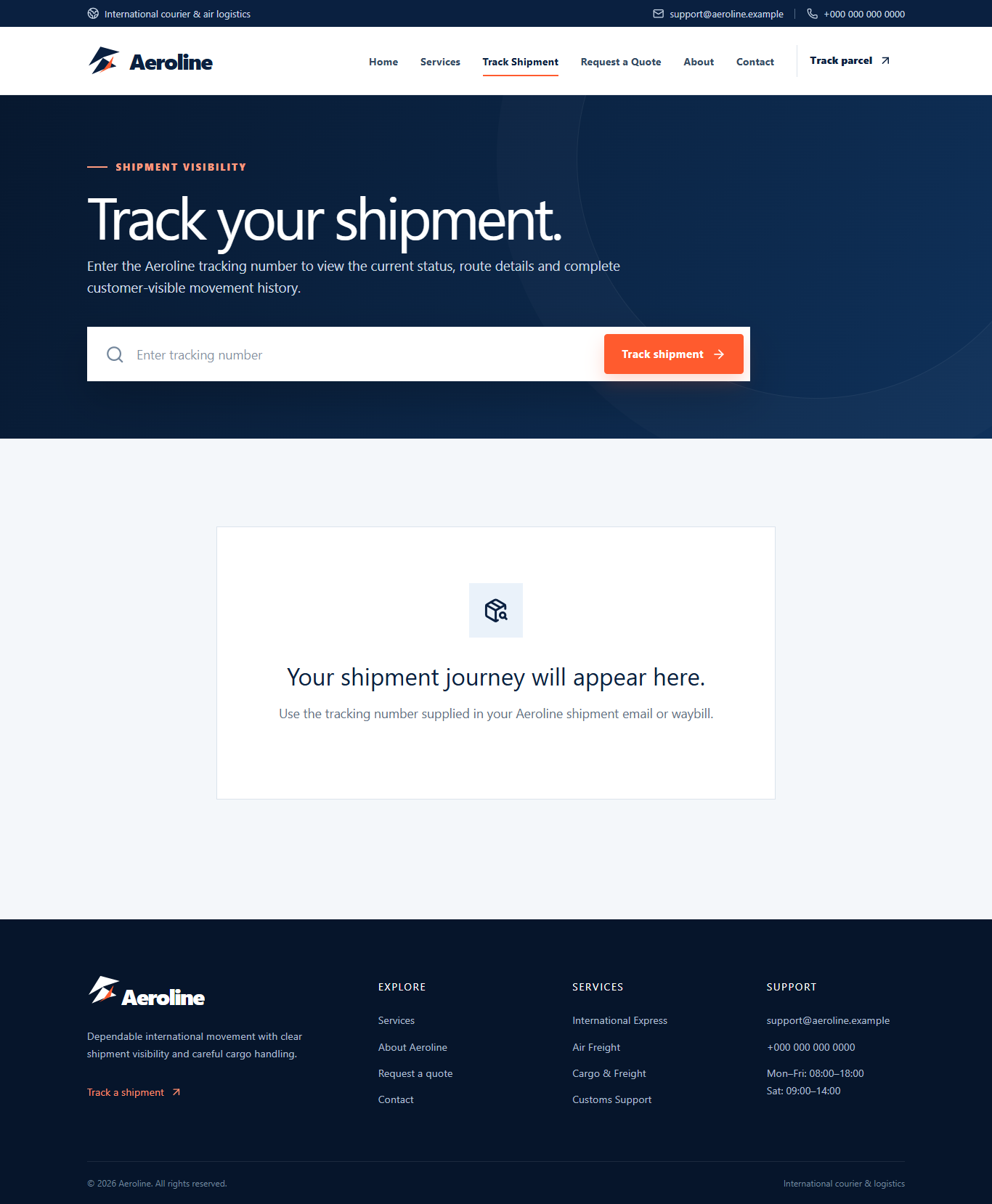 Aeroline public shipment tracking page