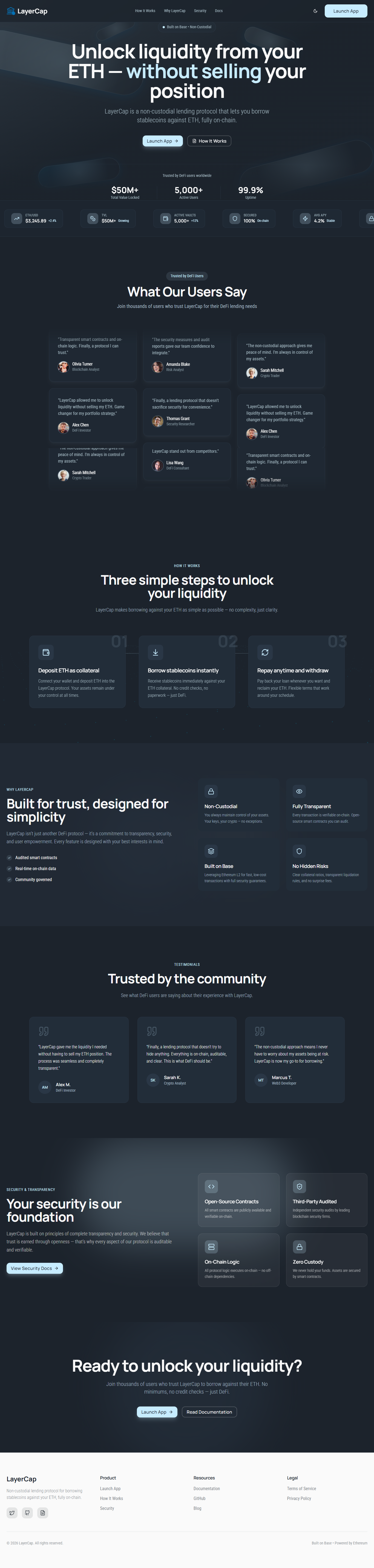 LayerCap non-custodial Web3 lending interface